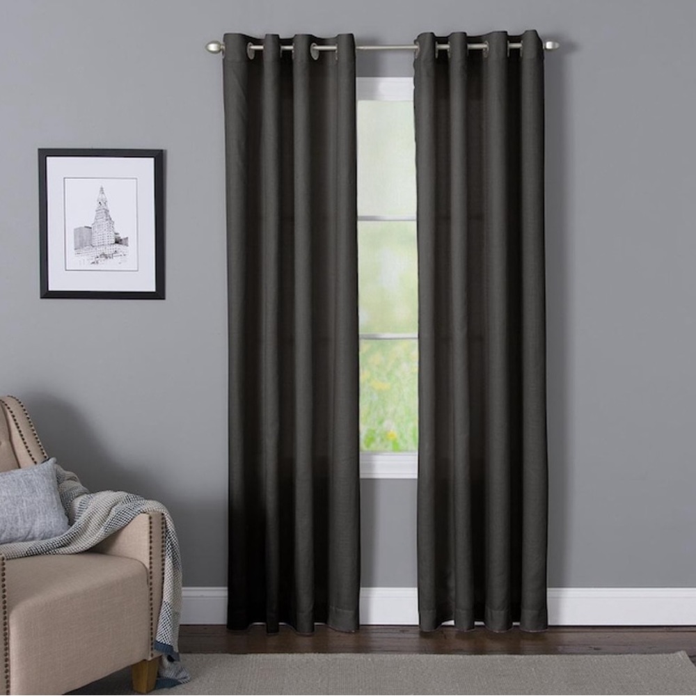 NEW Style Selections light filtering 63” black curtains bundle of 2 panels